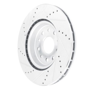 Jeep Grand Cherokee Brake Rotor (1) - Front Right - R1 Concepts - Drilled & Slotted - Silver - `22-`25
